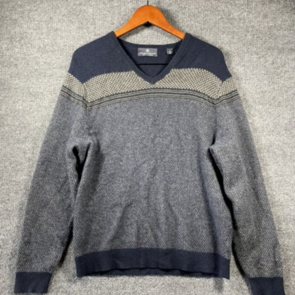 Hart Schaffner Marx Sweater Men's XL Blue/Gray 100% Cashmere Longsleeve